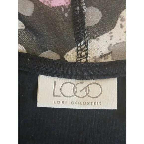 Logo Lori Goldstein  Womens Vest Large Open Front Sleeveless Art Black Pink Gray - Picture 9 of 11